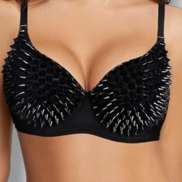 Black Studded Spiked Bra - Punk Goth Festival  NEW - Picture 1 of 5